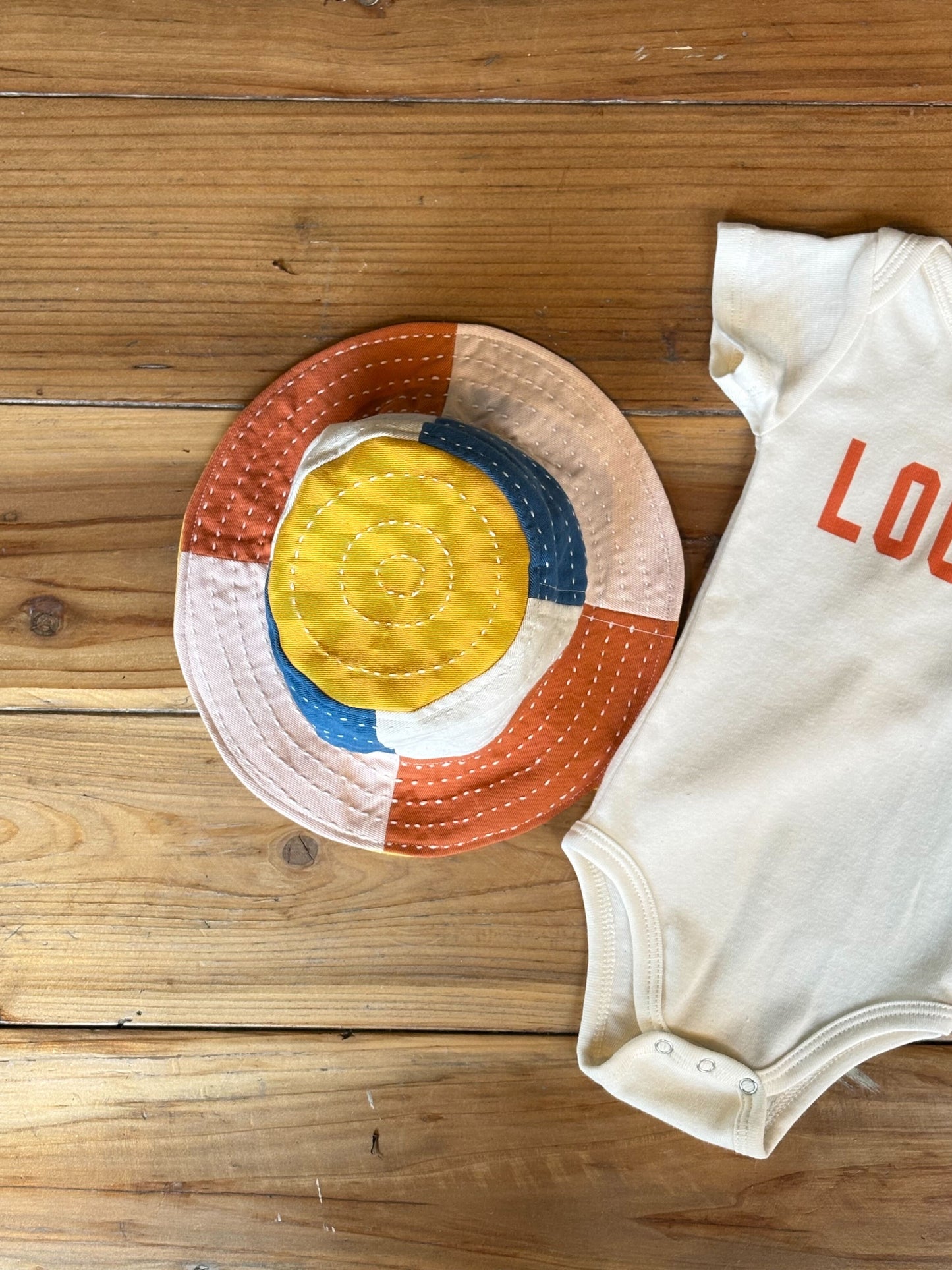 Checkered Baby Bucket Hat-Mustard