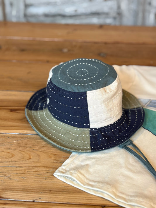 Checkered Baby Bucket Hat-Sage