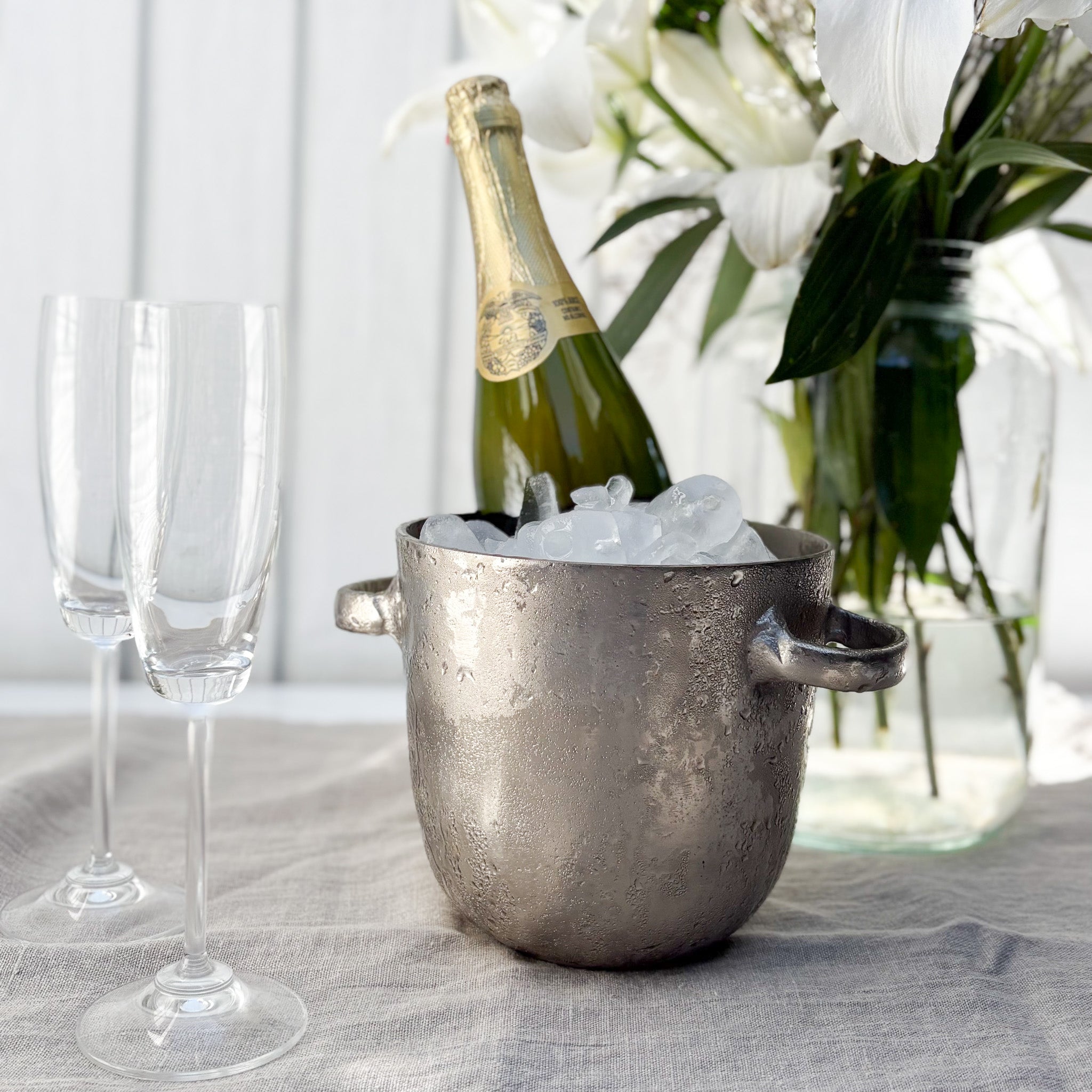 Large Ice Bucket w/Lid-Silver