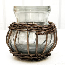 Load image into Gallery viewer, Round Glass Vase W/Wicker Holder