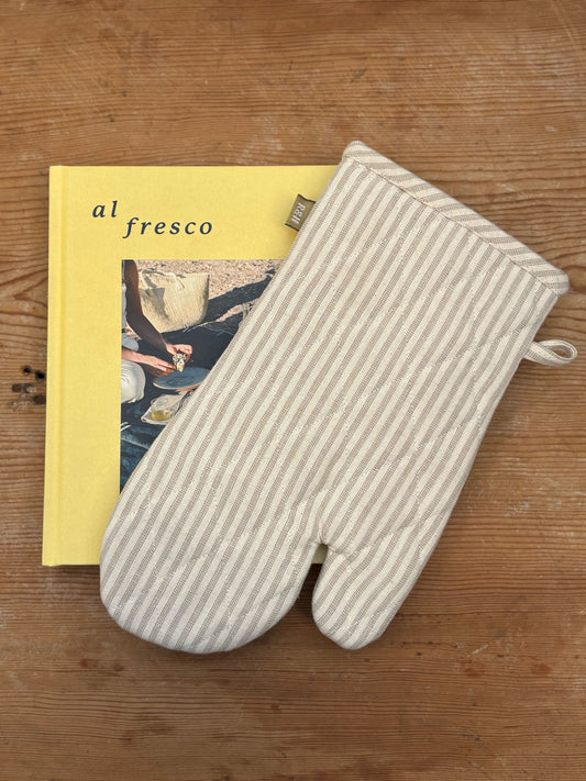Manor Stripe Oven Mitt-Taupe