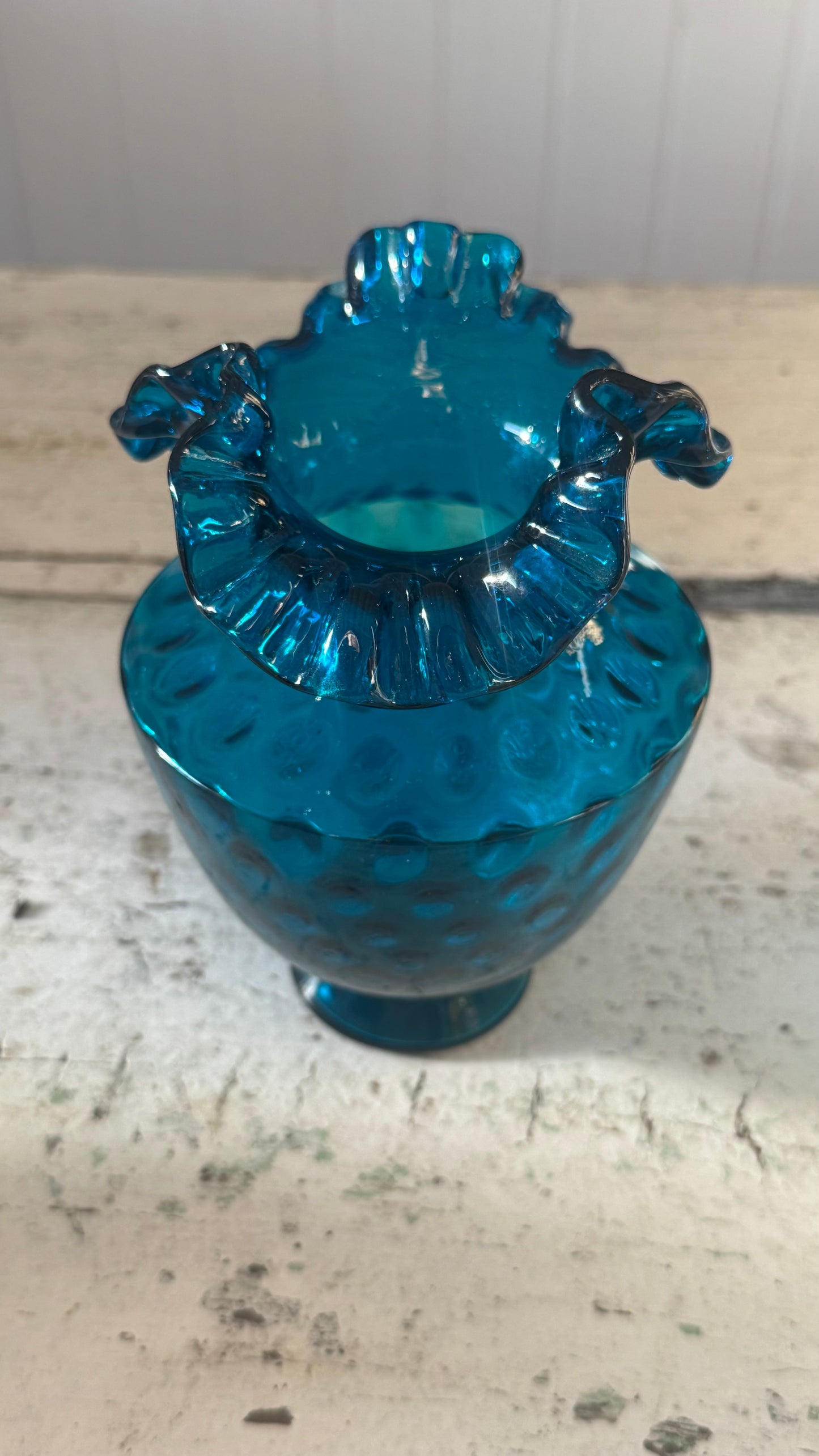 Vintage Fenton Art Glass Coin Dot Vase