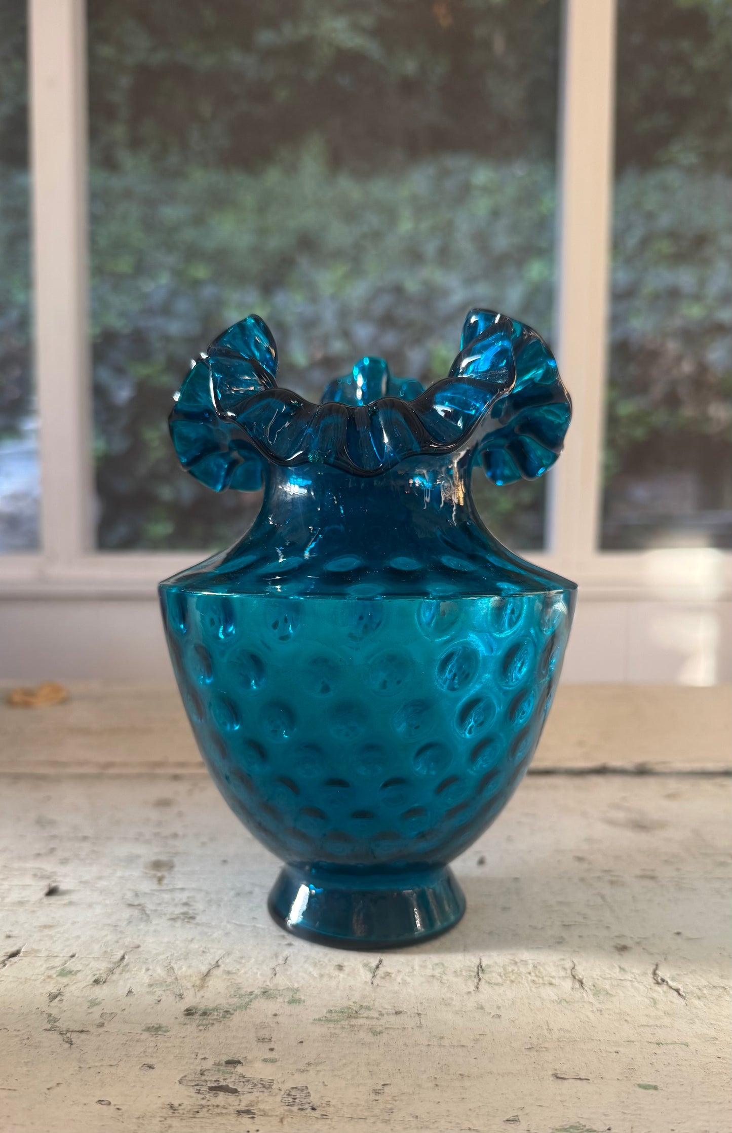 Vintage Fenton Art Glass Coin Dot Vase