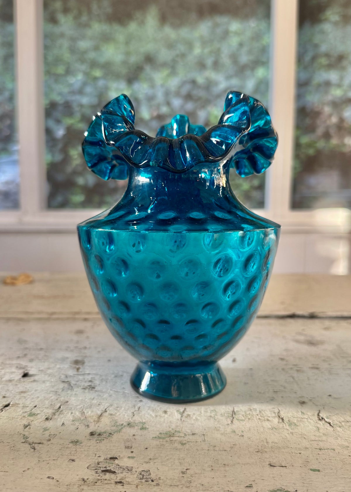 Vintage Fenton Art Glass Coin Dot Vase