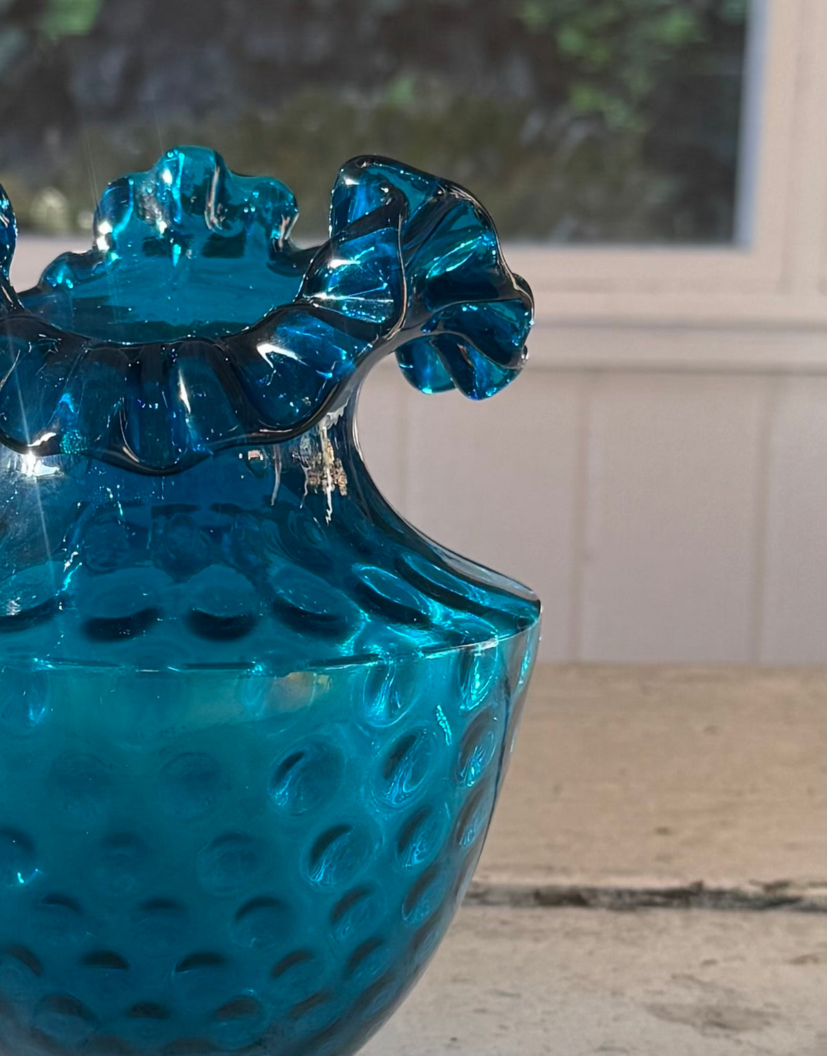 Vintage Fenton Art Glass Coin Dot Vase