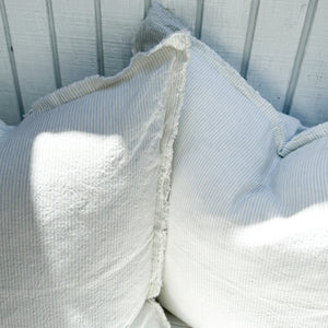 Sky Blue Striped Linen Pillow