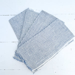 Chambray Blue Pinstripe Napkins-Set/4