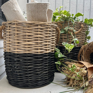 Black & Natural Willow Nesting Basket-Large