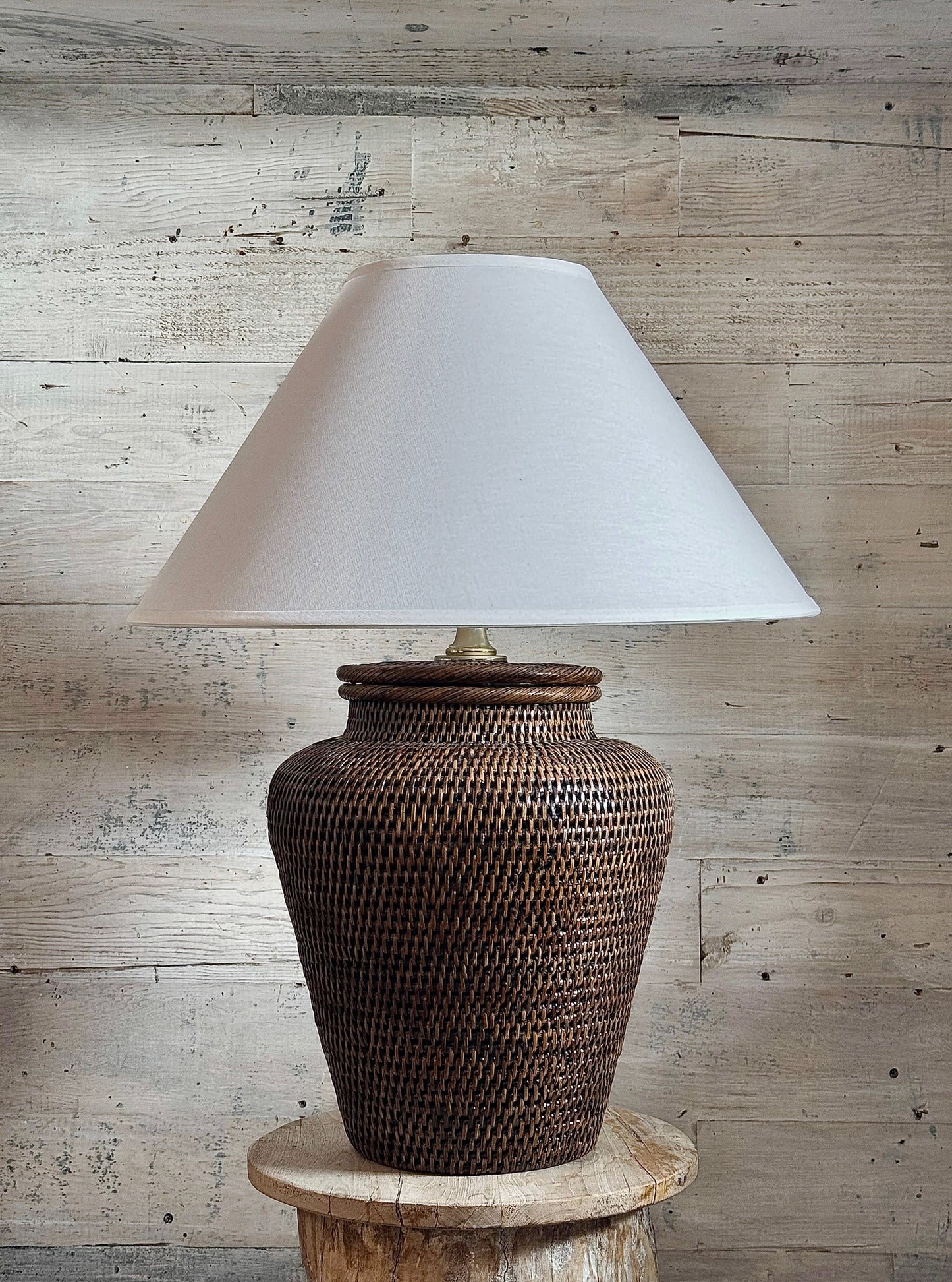 Nantucket Rattan Lamp-Medium