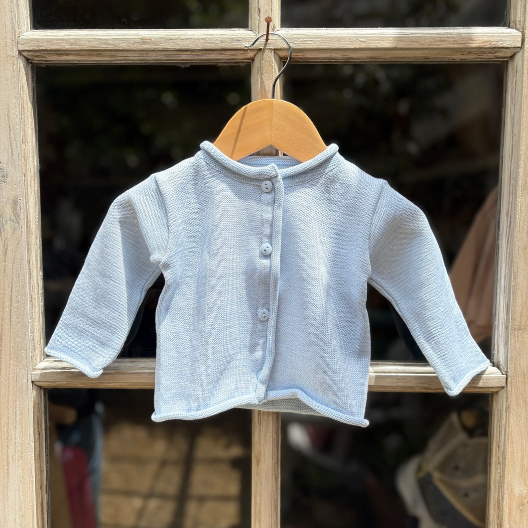 Roll Edge Baby Blue Cardigan