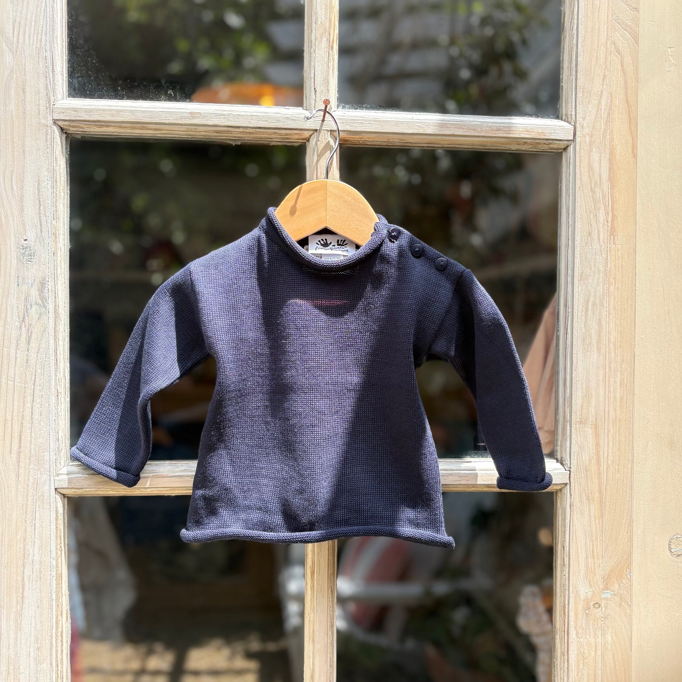 Navy Rollneck Kid's Pullover Sweater