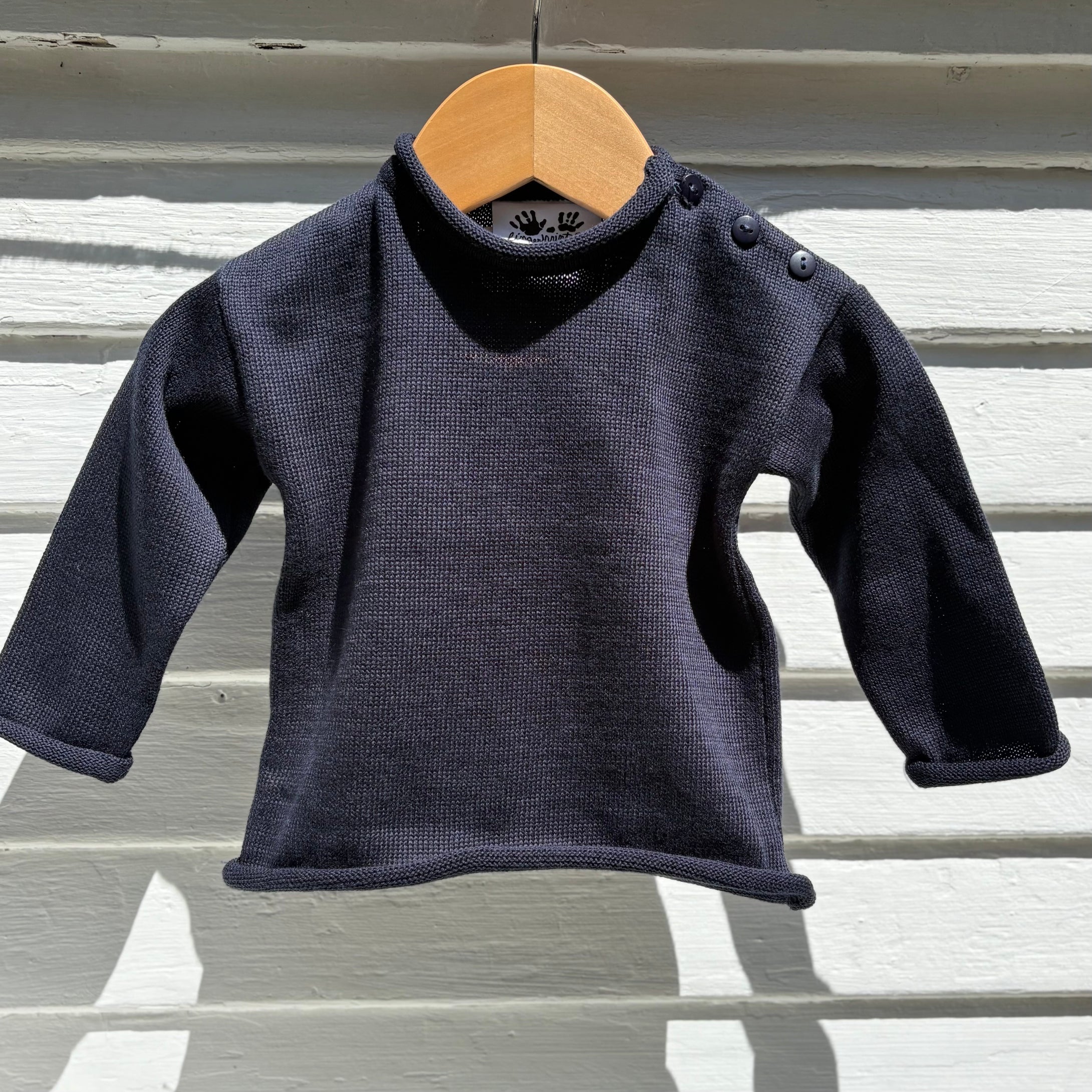 Navy Rollneck Kid's Pullover Sweater