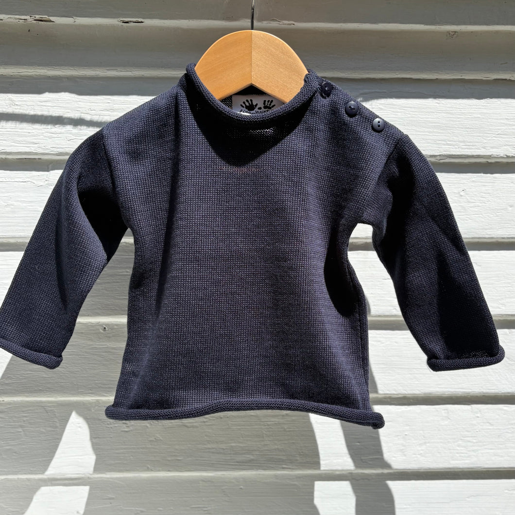 Navy Rollneck Kid's Pullover Sweater