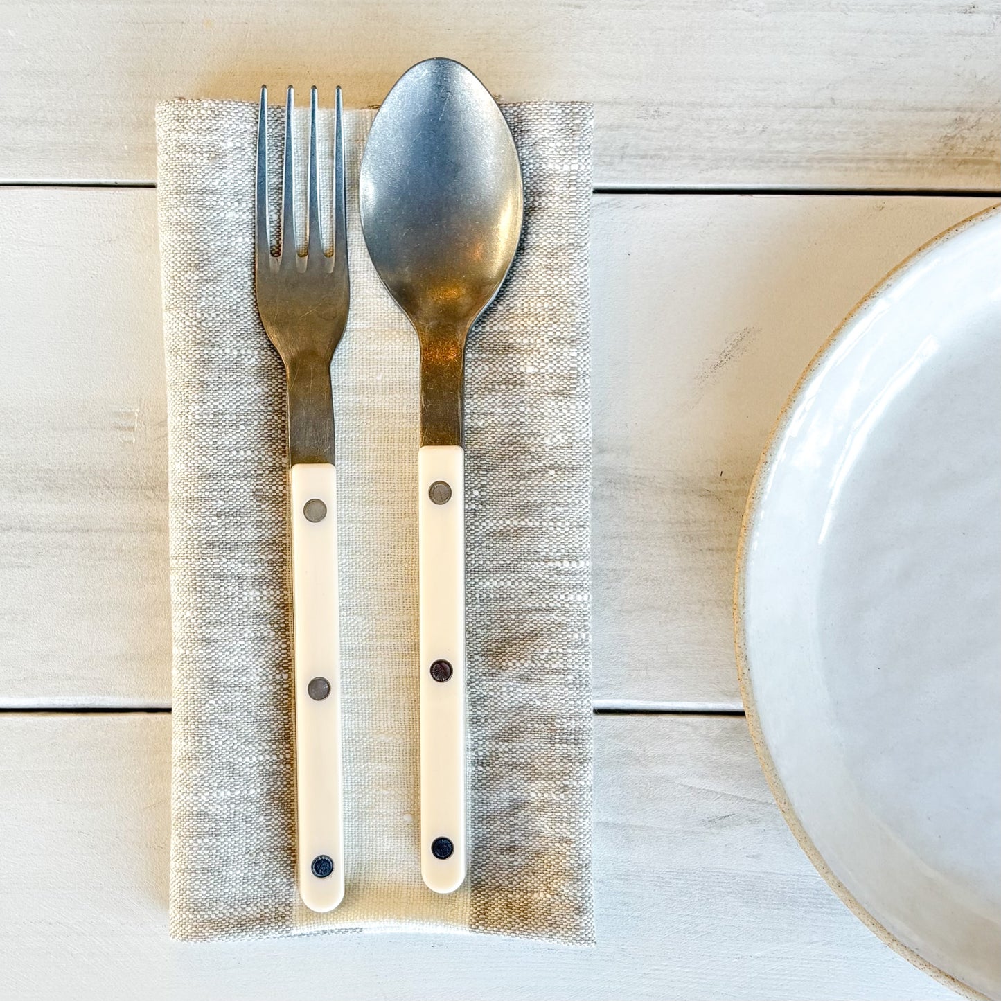 Philippe Off White/Grey Linen Napkin