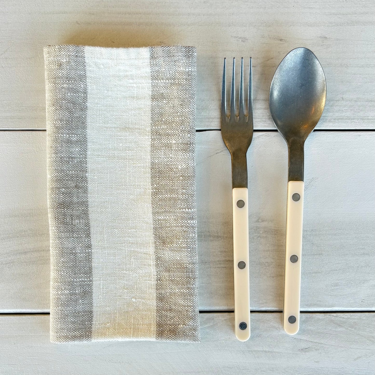 Philippe Off White/Grey Linen Napkin