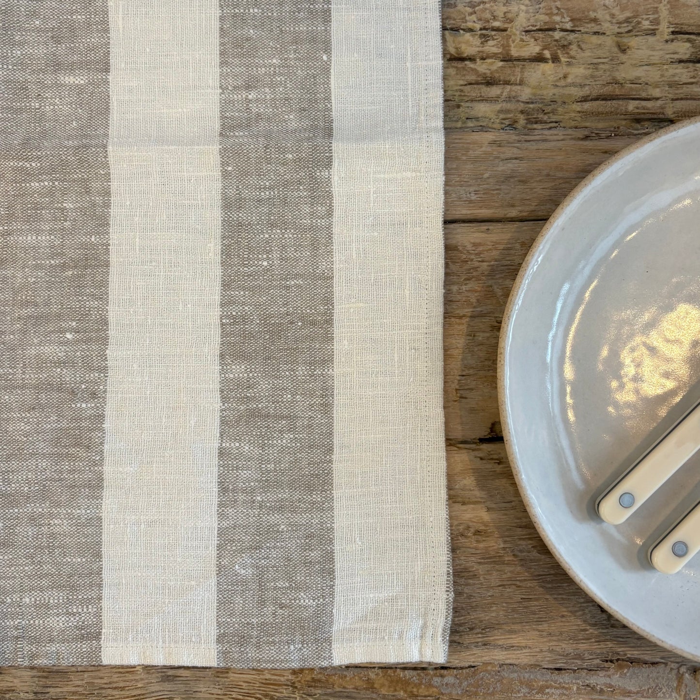 Philippe Off White/Grey Linen Napkin