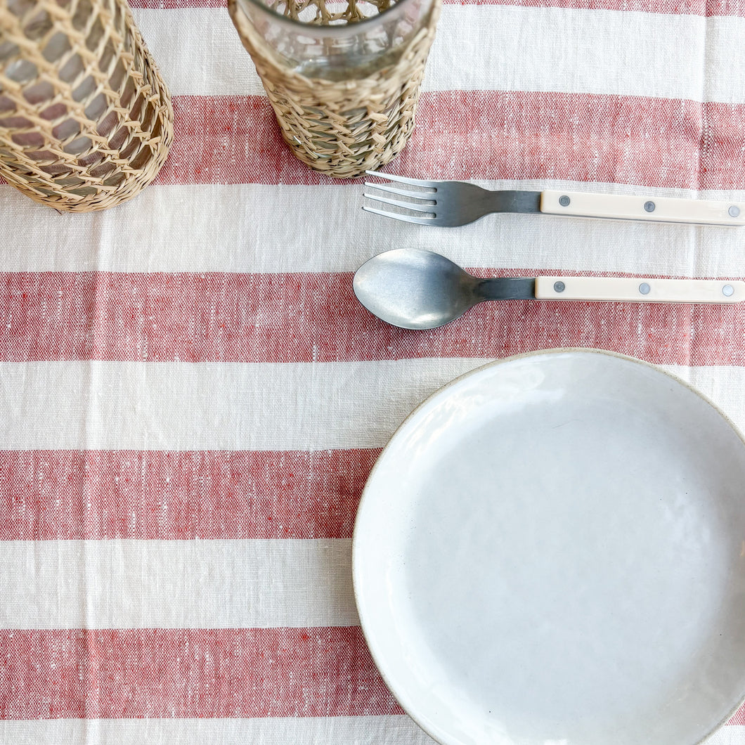 Philippe Brick White Linen Tablecloth