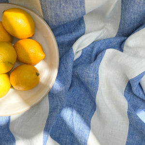 Napa Blue Linen Tablecloth