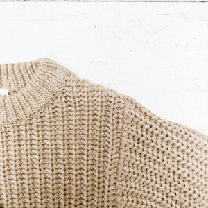 Chunky Braided Oversized Baby Sweater-Oregano