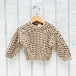 Chunky Braided Oversized Baby Sweater-Oregano