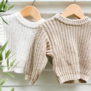 Chunky Braided Oversized Baby Sweater-Oregano