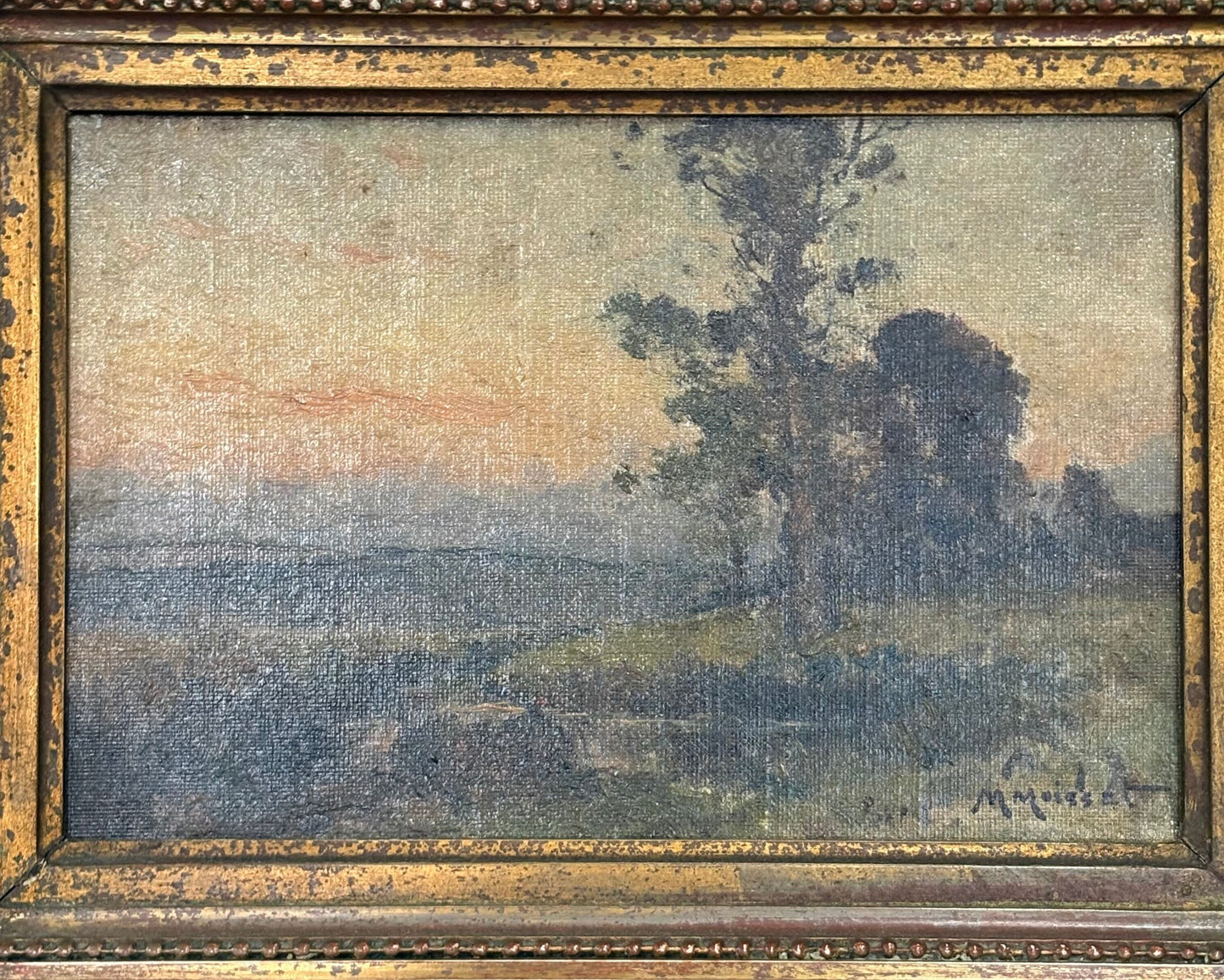 Sunset Landscape Vintage French Painting