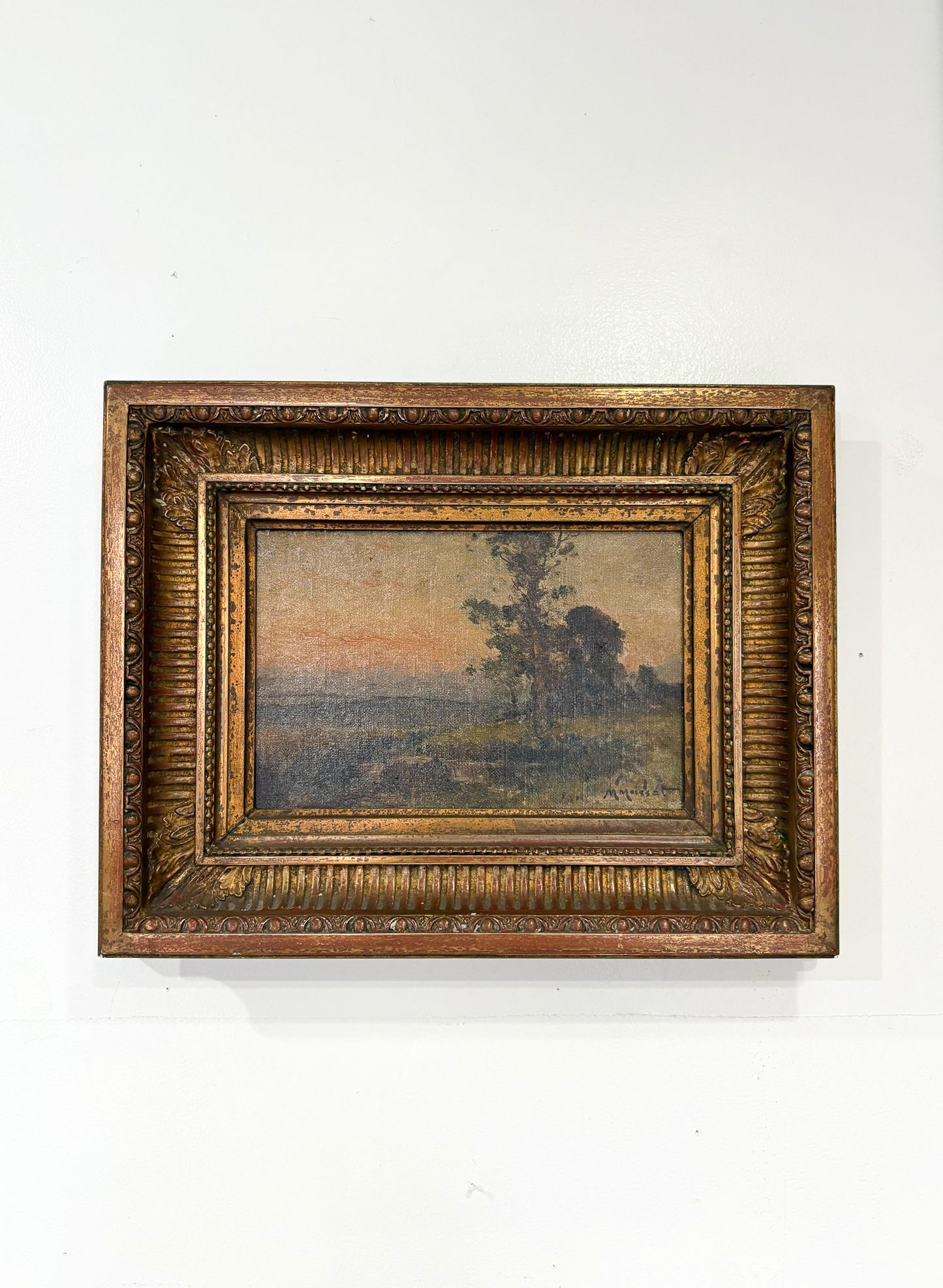 Sunset Landscape Vintage French Painting