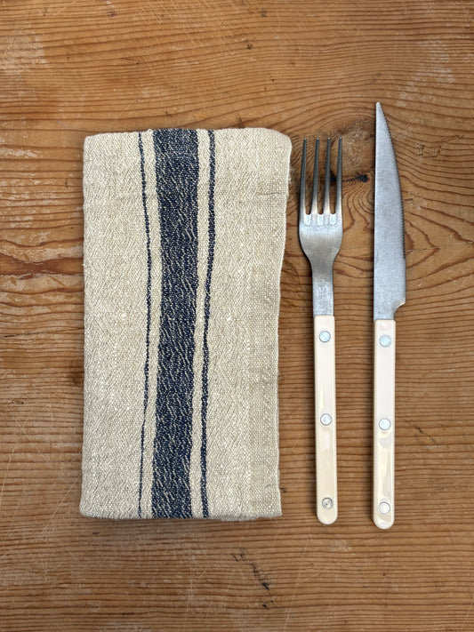 Blue Stripe Vintage Linen Napkin Set/2