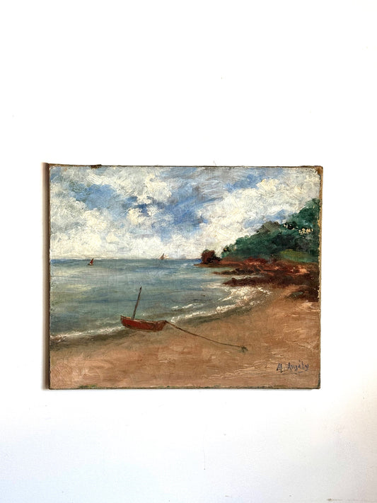Boat Ashore Vintage Painting