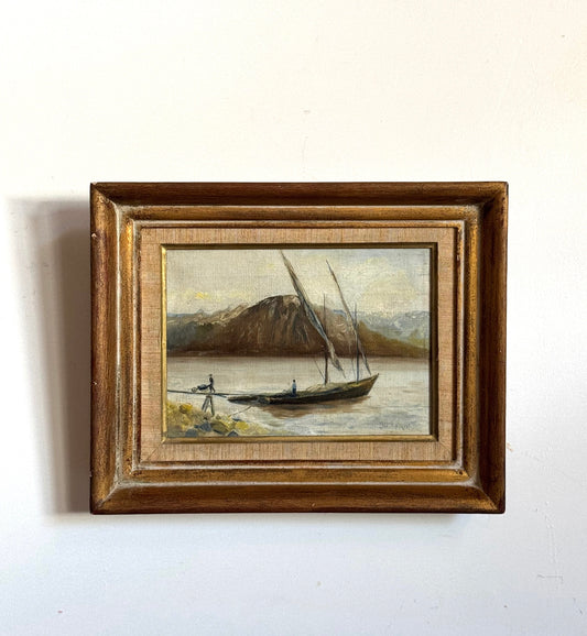 Seaside Dock Vintage Painting