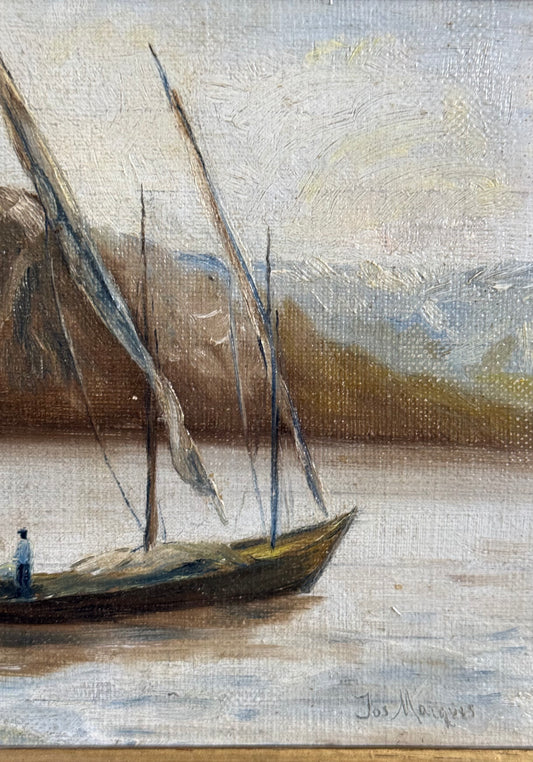 Seaside Dock Vintage Painting