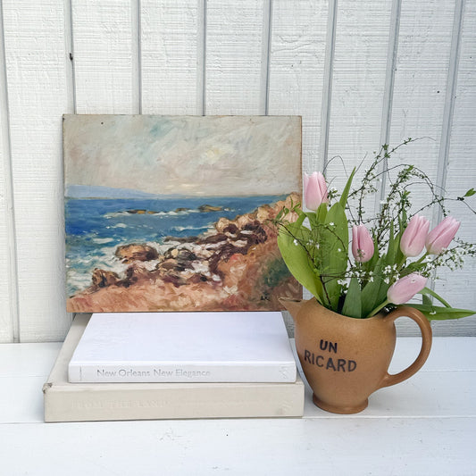 oil painting of a rocky seashore