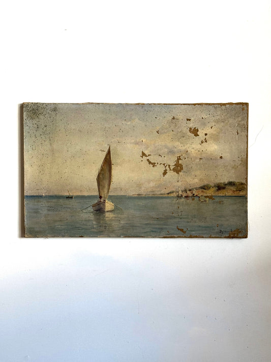 Small Sailboat Vintage Painting