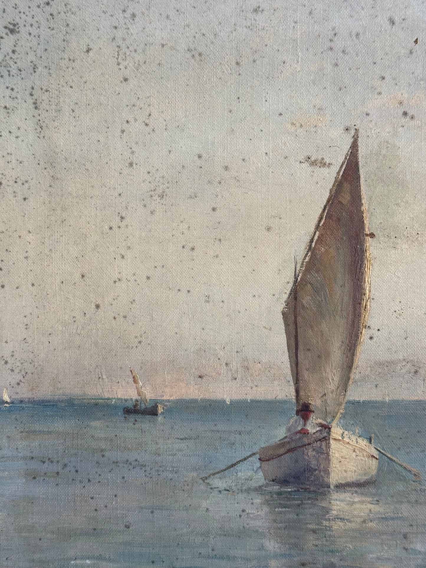 Small Sailboat Vintage Painting