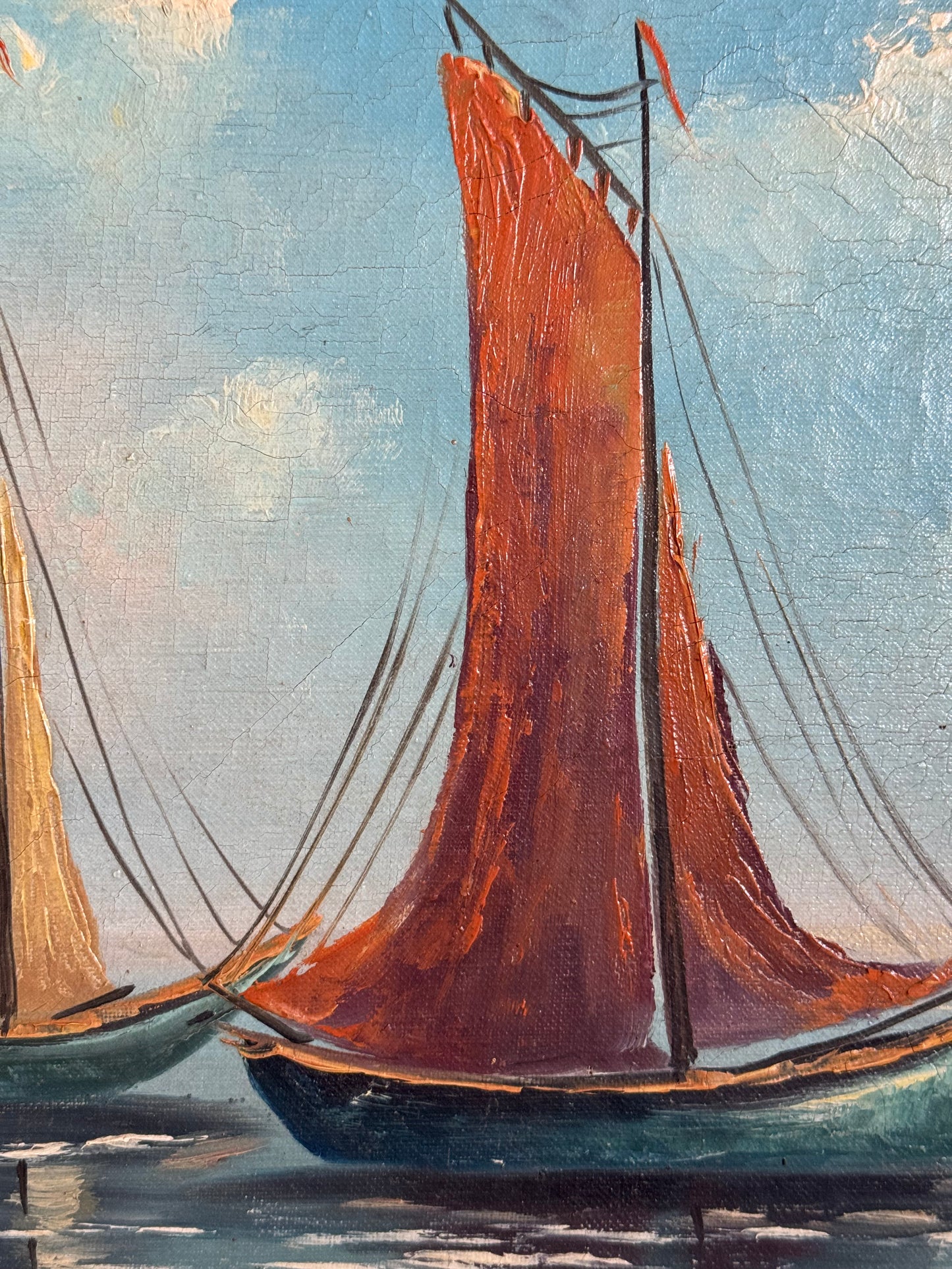 Close-up of a ship's prow with a blue sky background