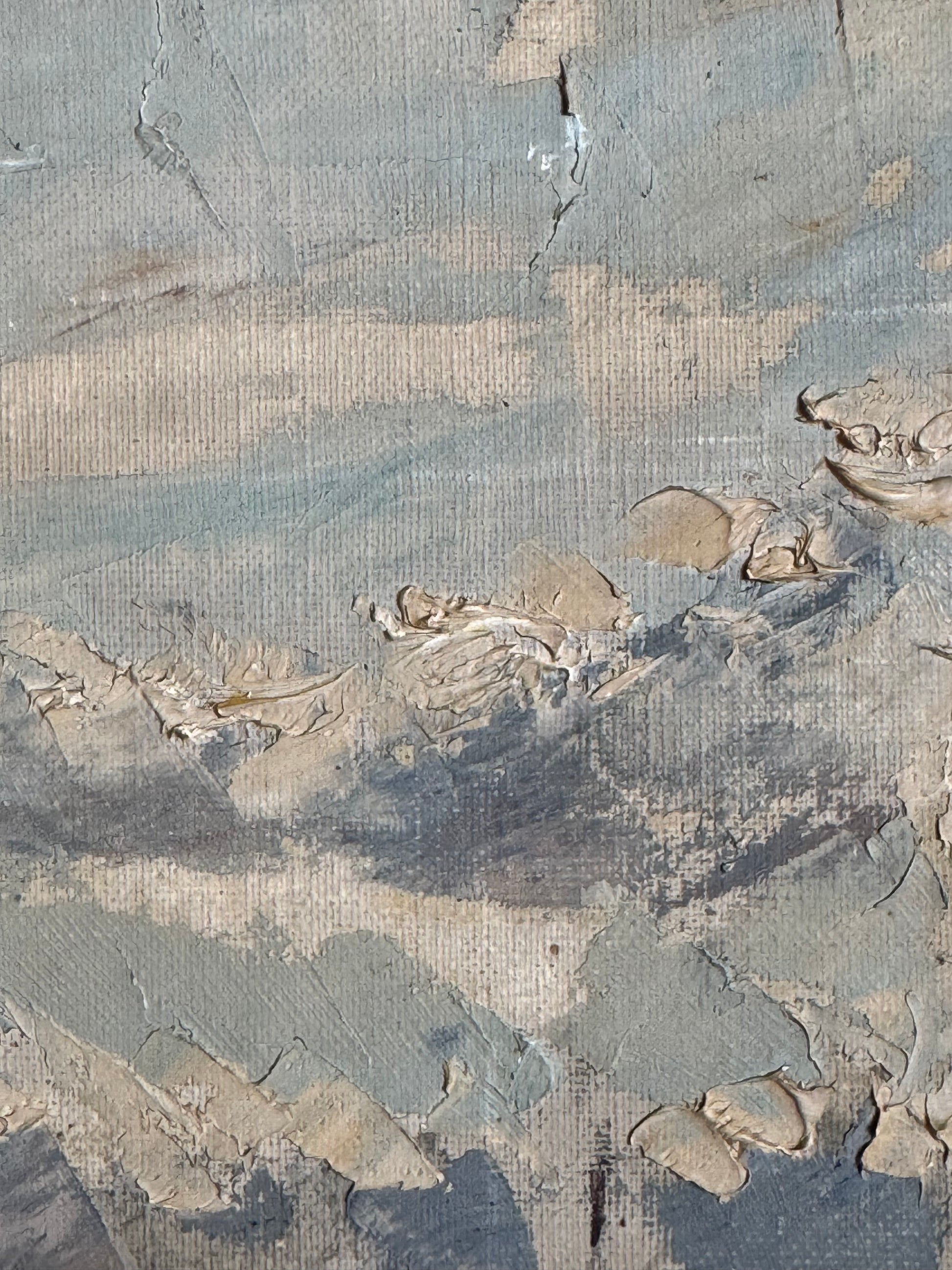 close up of the water in the painting gray and beige colors