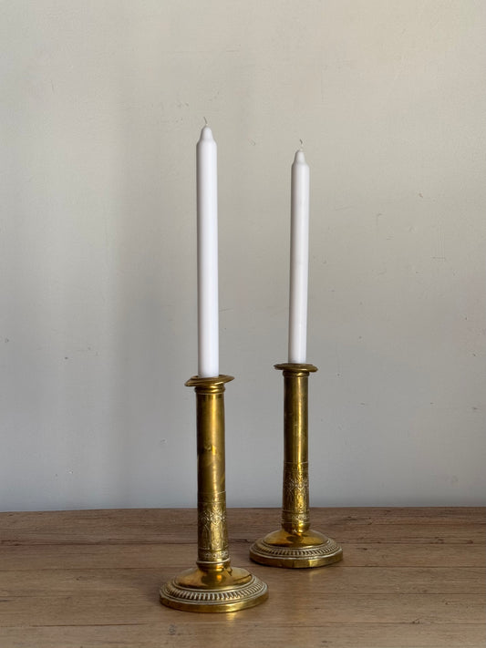 Vintage Brass Candlesticks Pair