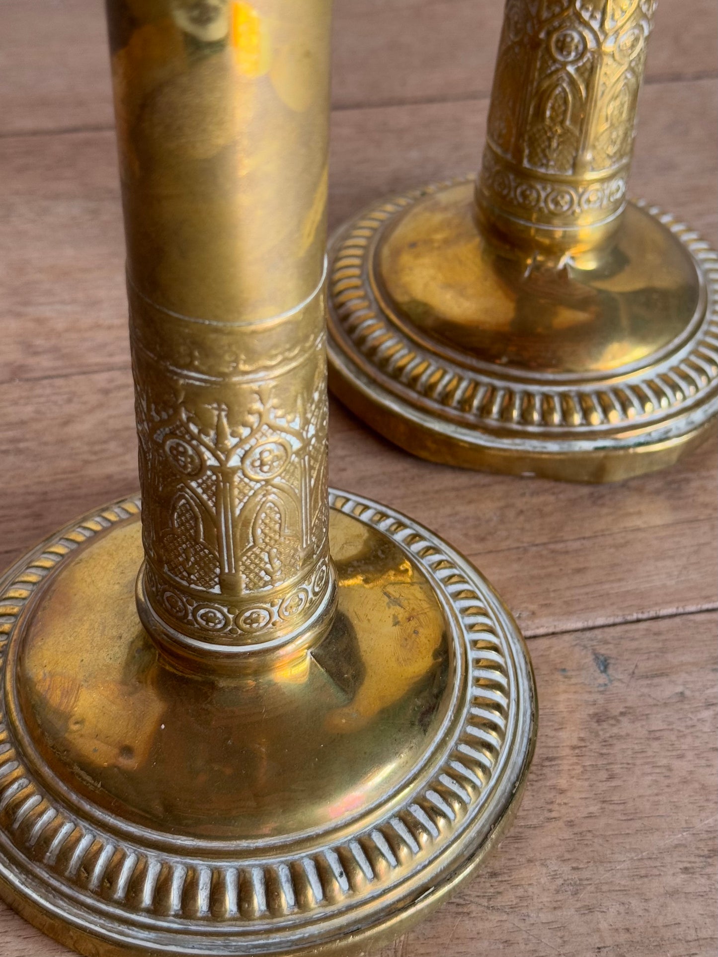 Vintage Brass Candlesticks Pair