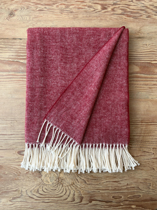Herringbone Throw-Cranberry