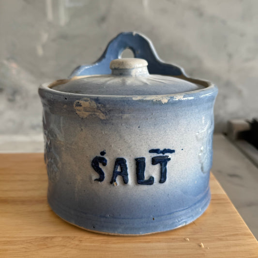 Antique Ceramic Salt Container w/Lid