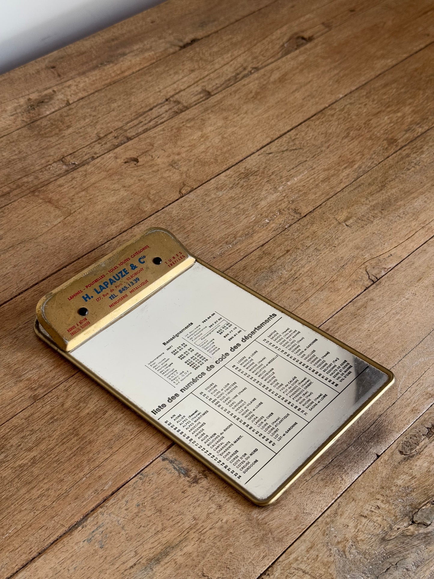 Vintage French Metal Clipboard