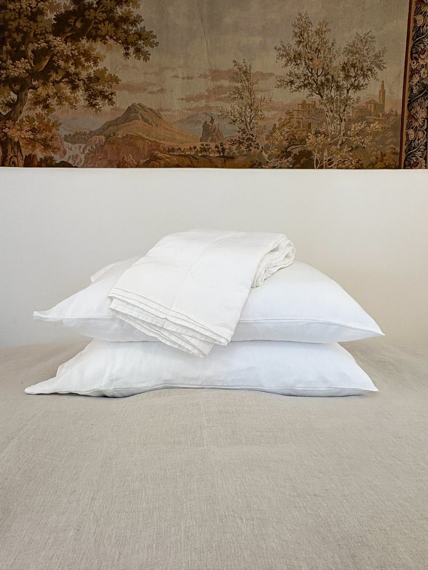 T&D White Linen Sheet Set