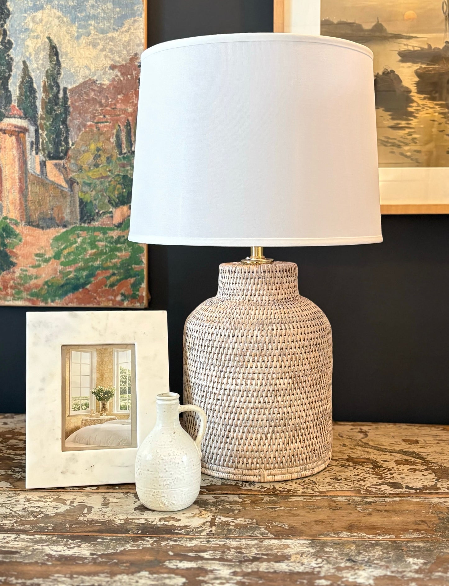 Newport Rattan Lamp-Medium