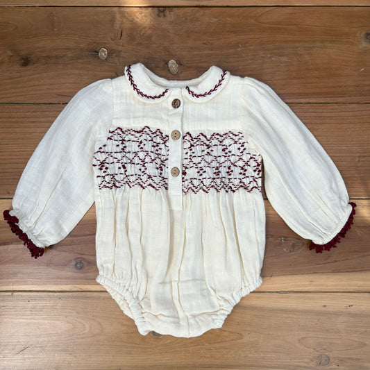 Organic Hand Smocked Linen Romper
