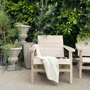 wood outdoor chair with natural finish