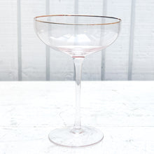 Load image into Gallery viewer, The Paul Pink Coupe Glass w/Gold Rim