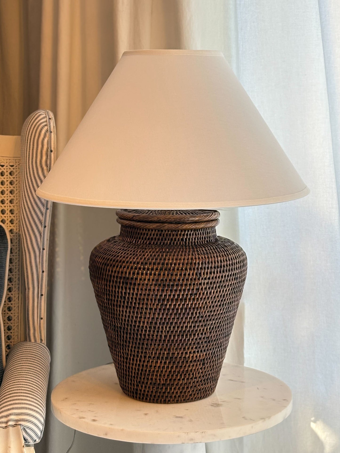Nantucket Rattan Lamp-Medium