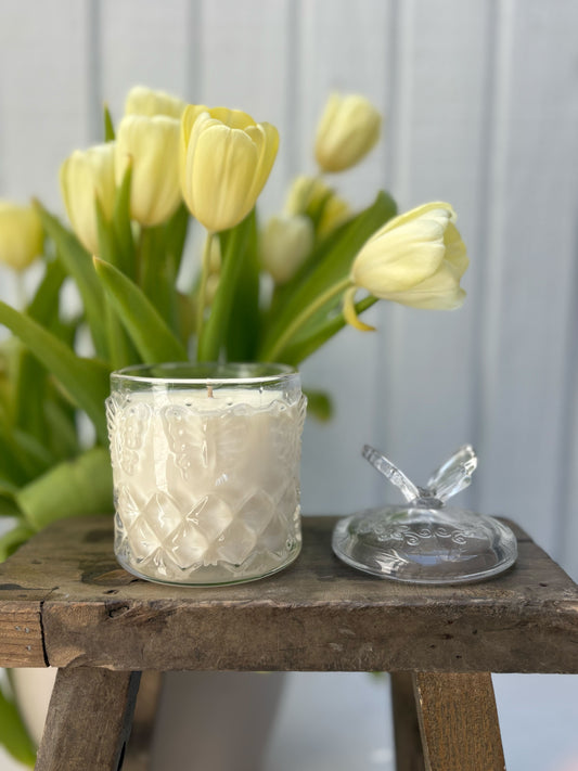 Butterfly Crystal Glass Storage Jar Candle / French Market