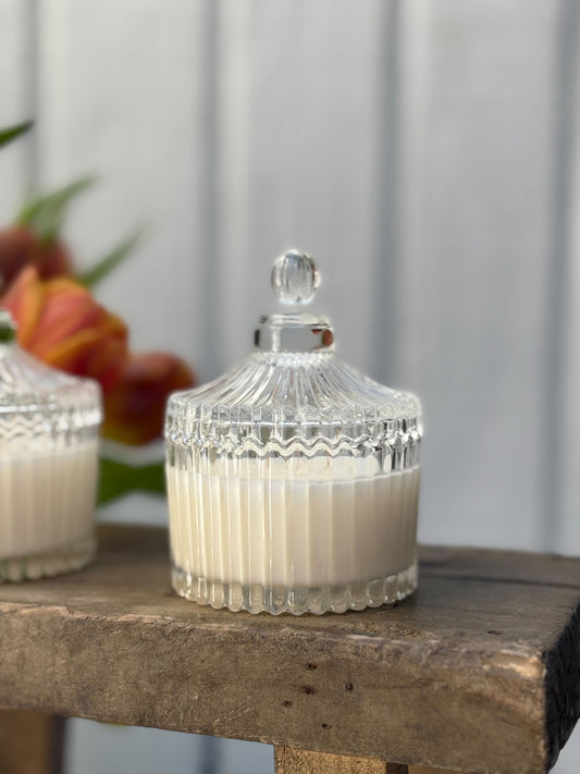 Ribbed Yurt Glass Jar W/Lid