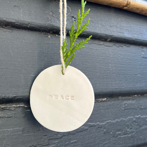 Round White Peace Ornament